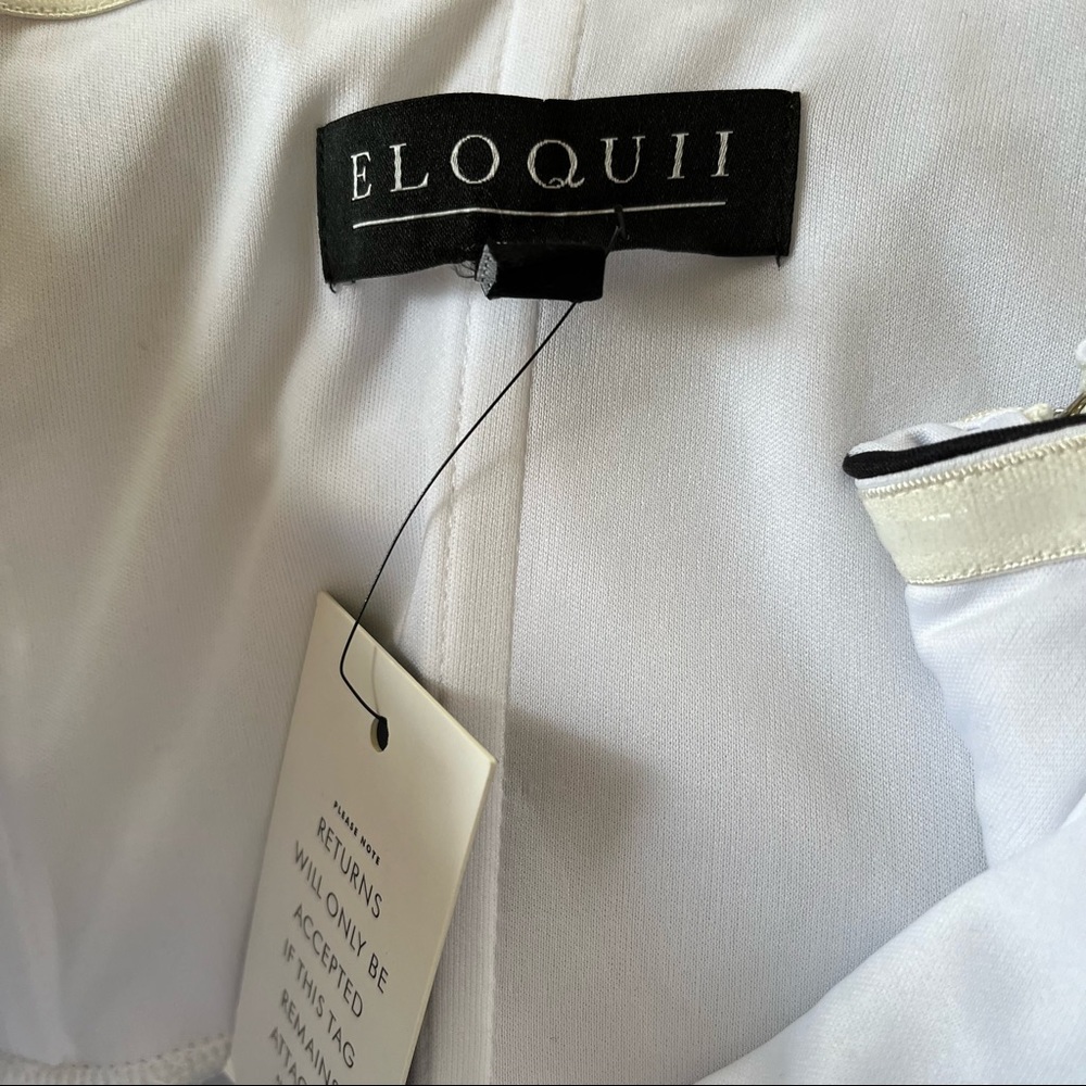 Eloquii Black and White Printed Stripe Knit Midi Dress with Bow Back Detail 14 - Picture 8 of 11